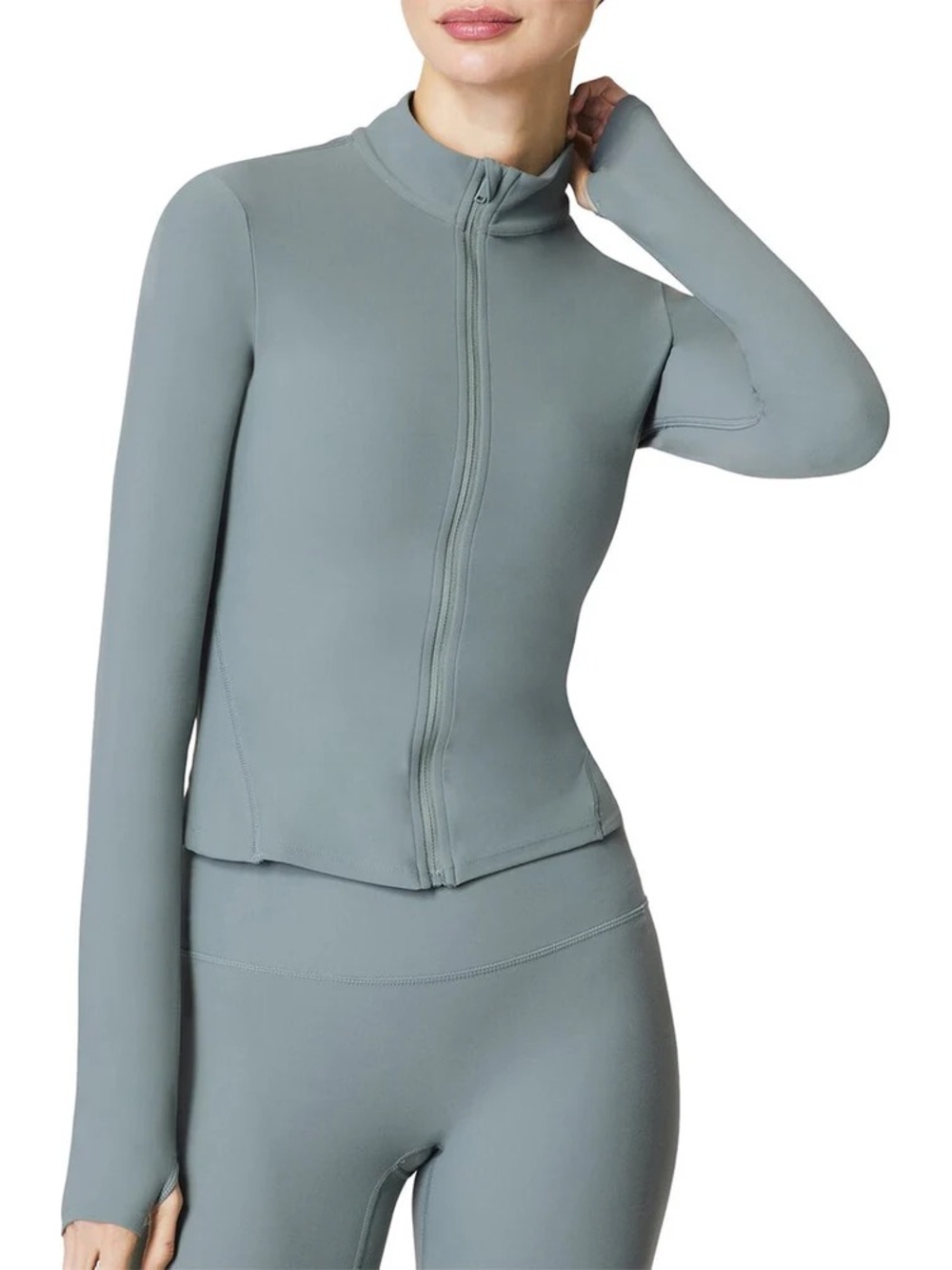 Spanx smooth seamless leggings, jacket and bra set Fennel green size small - Picture 2 of 16